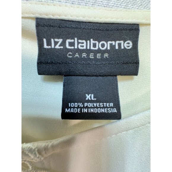 Liz Clayborne Womens Lace Flower Blouse Stretch Sz XL Cream Croquette - Picture 3 of 10